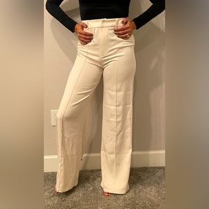 Womens Shein Tall Long Dress Pant, Size M Cream Color